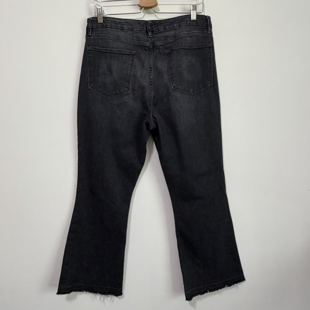 FRAME Le Super High Crop Mini Boot Jeans 31 Black Oak Raw Hem Stretch 32x26 - Picture 7 of 10